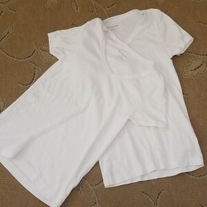 Classic White Short Sleeve V-Neck T-Shirts  2-Piece Bundle